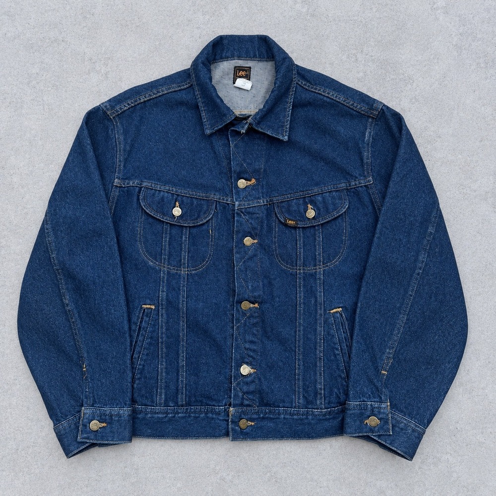 Lee Rider 80s Vintage Denim Trucker Jacket Dark Indigo Wash Size XL